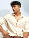 Highlander Men Beige Crushed Slim Fit Casual Shirt - Beige - Image 1