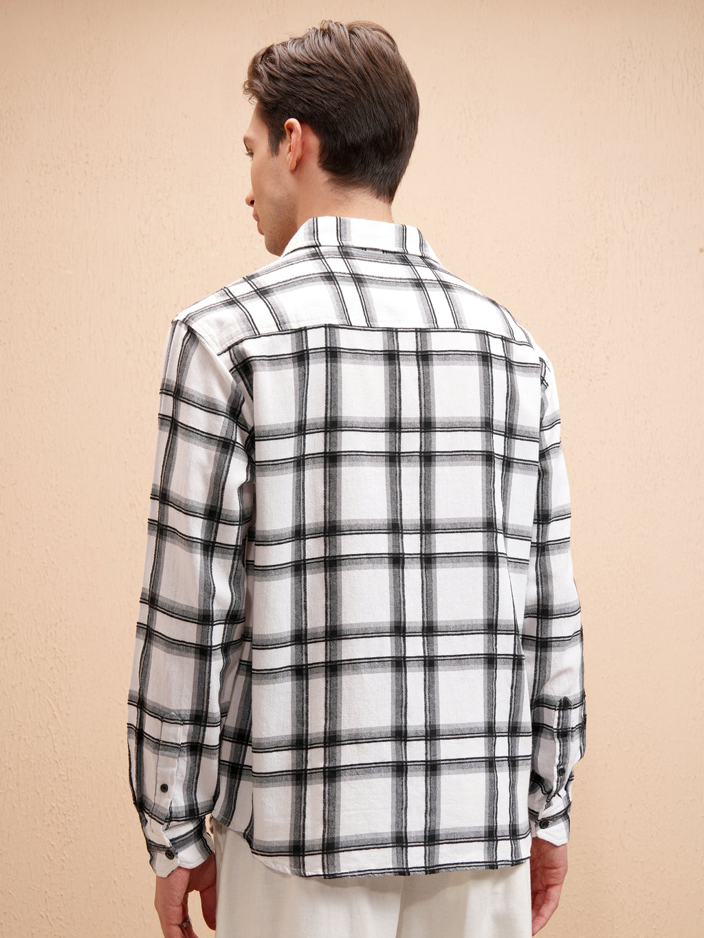 Highlander Men Off White Checked Relaxed Fit Casual Shirt - Off White - Image 3