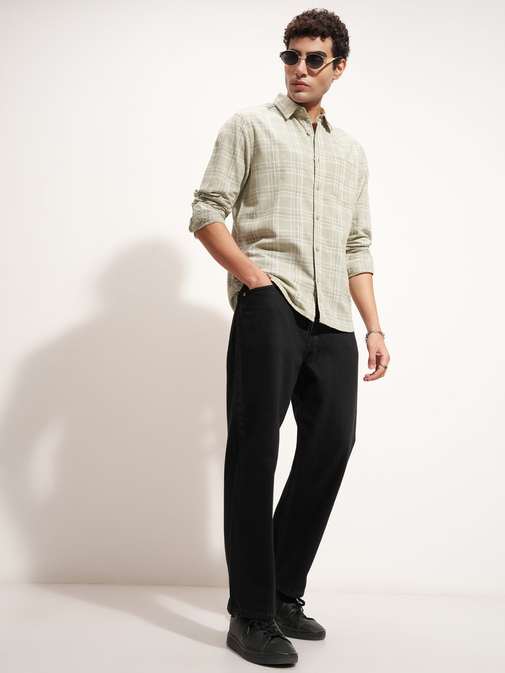 Highlander Men Olive Checked Regular Fit Casual Shirt - Olive - Image 2