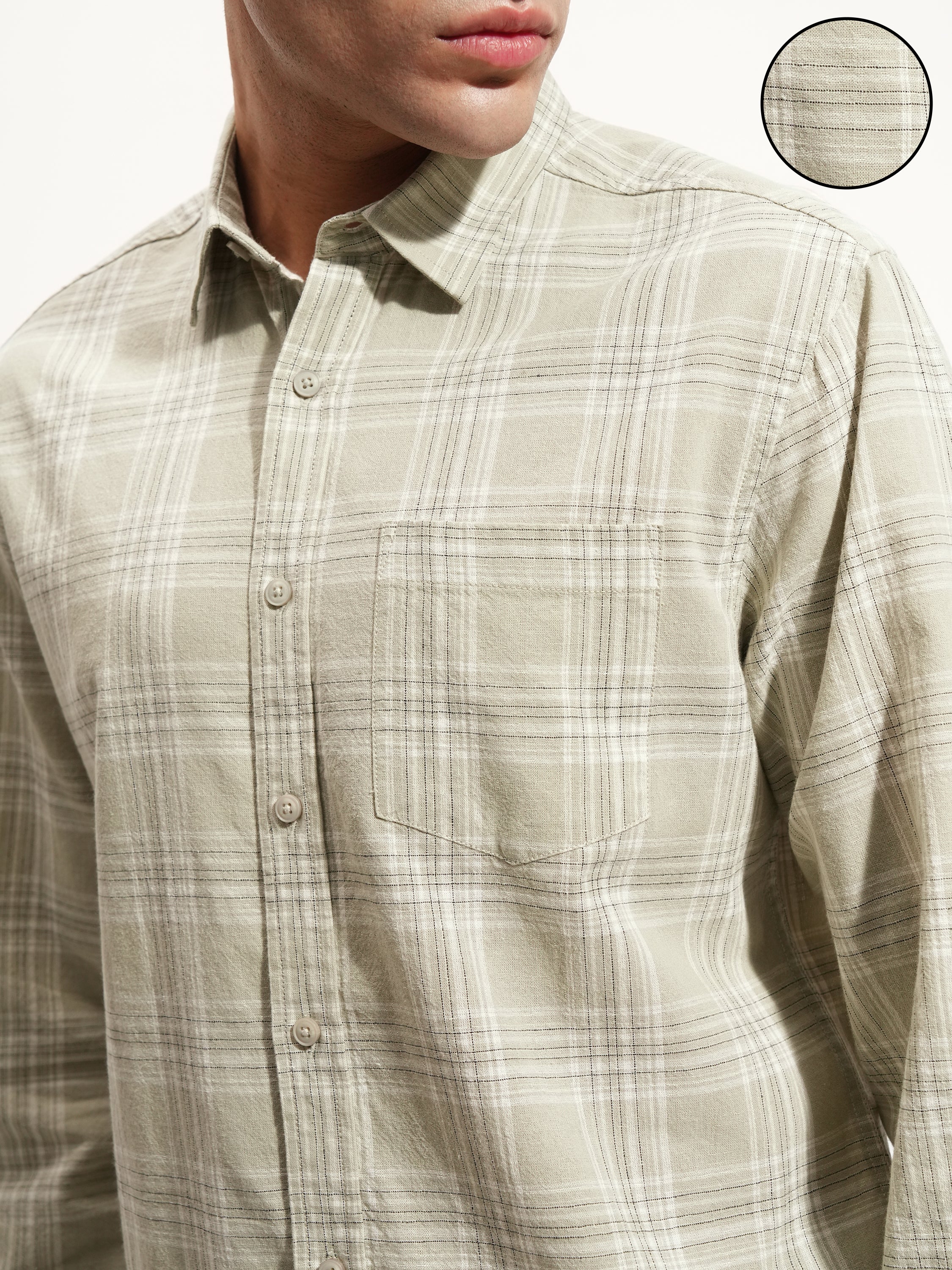 Highlander Men Olive Checked Regular Fit Casual Shirt - Olive - Image 5