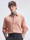 Highlander Men Coral Self Design Relaxed Fit Casual Shirt - Coral - Image 1