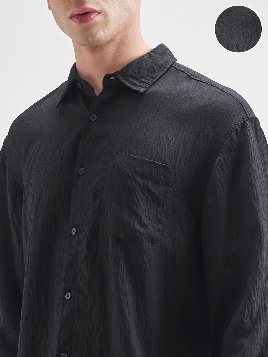 Highlander Men Black Self Design Relaxed Fit Casual Shirt - Black - Image 5