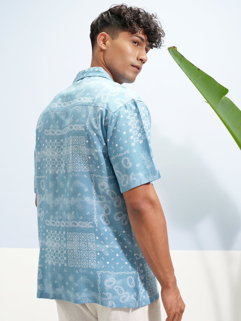 Highlander Men Blue Printed Slim Fit Casual Shirt - Blue - Image 3