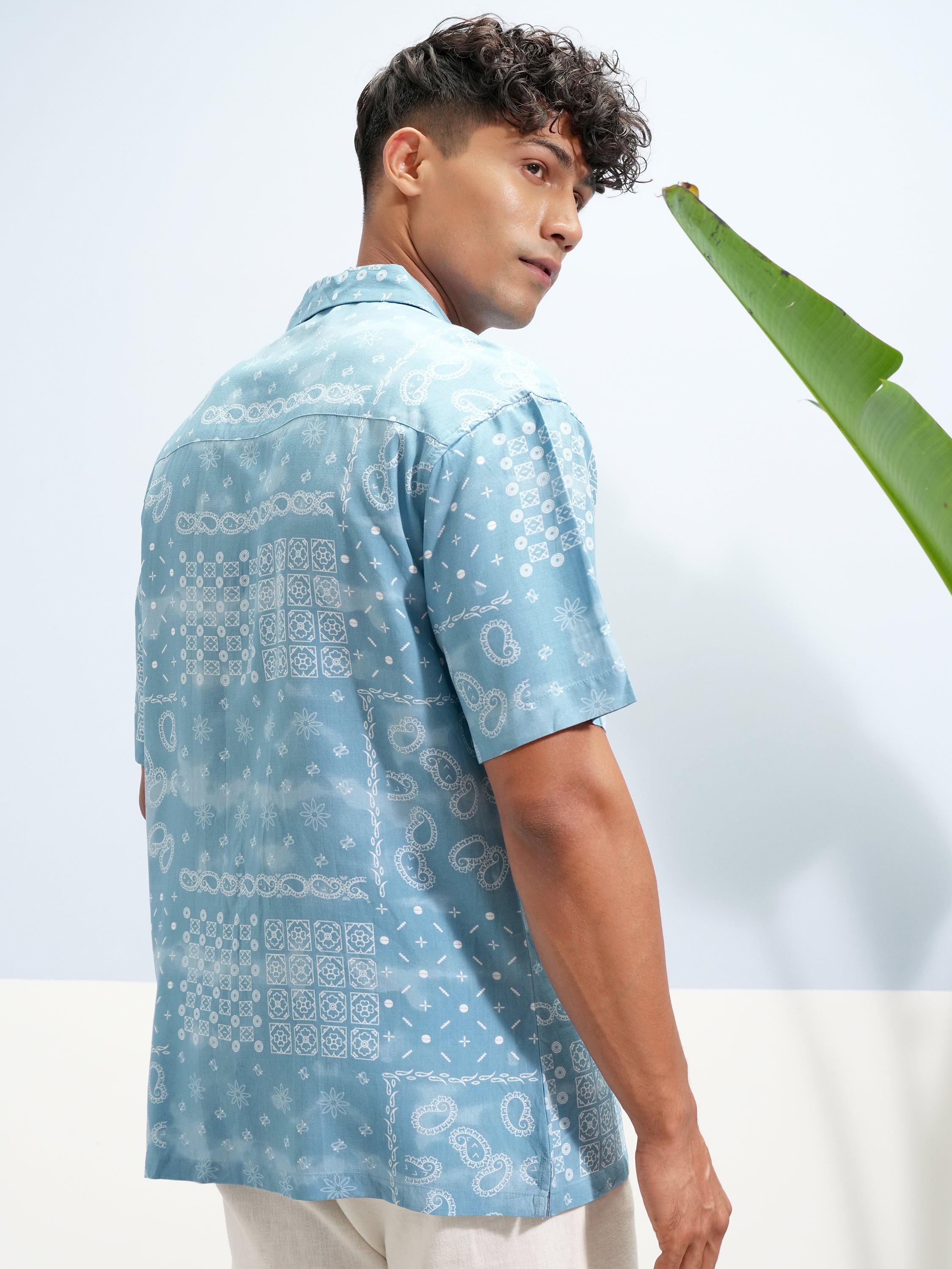 Highlander Men Blue Printed Slim Fit Casual Shirt - Blue - Image 3