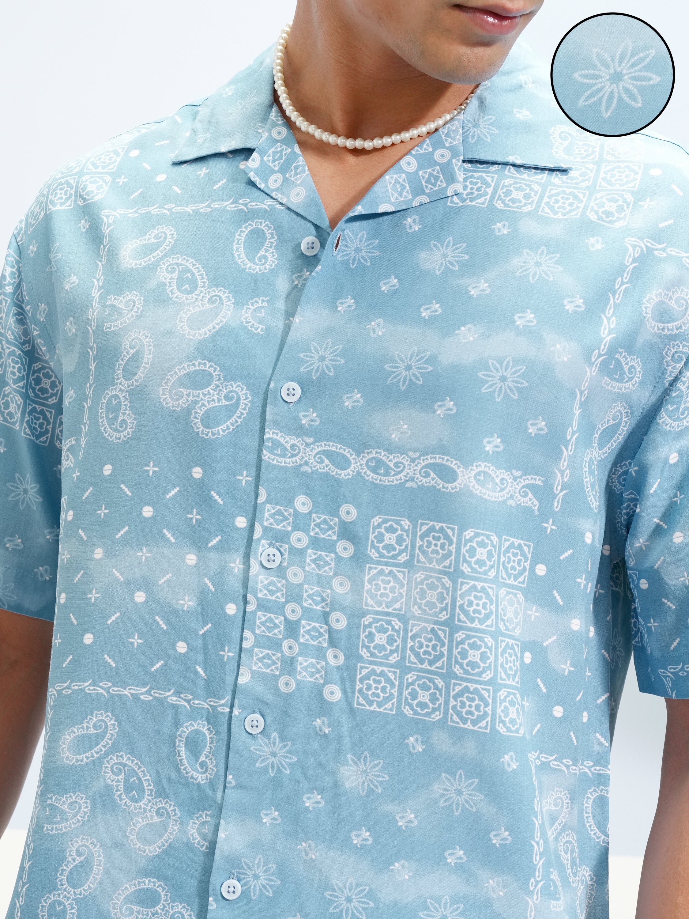 Highlander Men Blue Printed Slim Fit Casual Shirt - Blue - Image 5