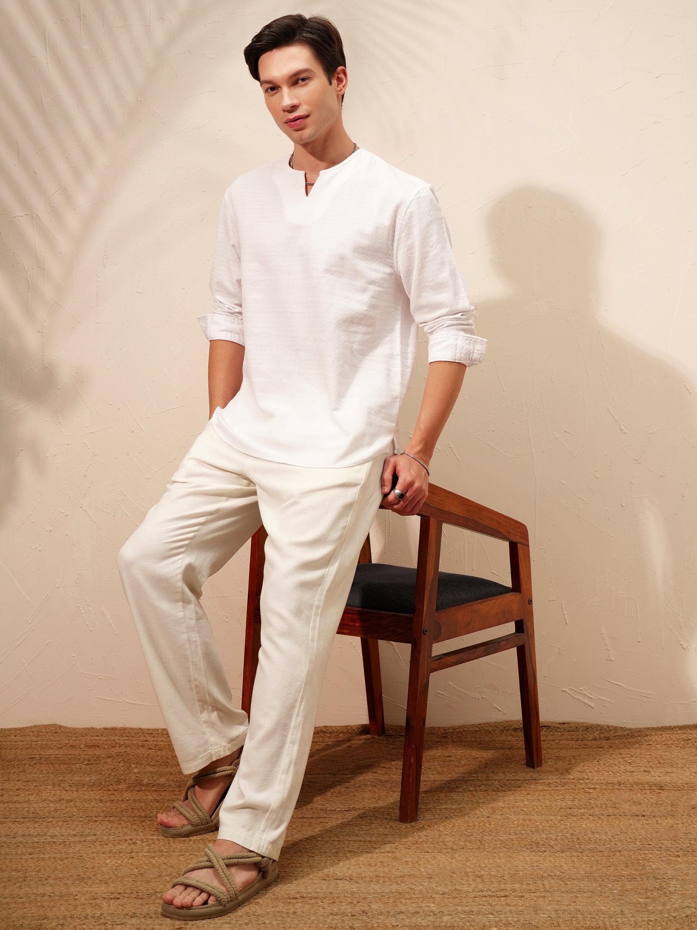 Highlander Men White Self Design Relaxed Fit Casual Shirt - White - Image 2