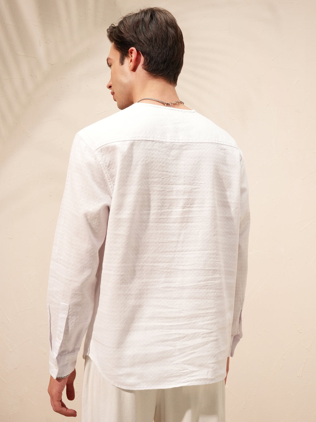 Highlander Men White Self Design Relaxed Fit Casual Shirt - White - Image 3
