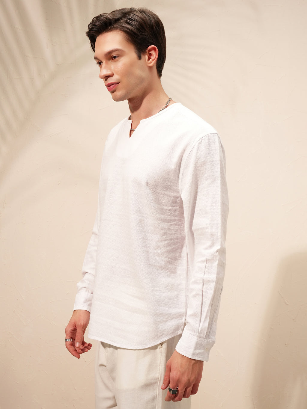 Highlander Men White Self Design Relaxed Fit Casual Shirt - White - Image 4