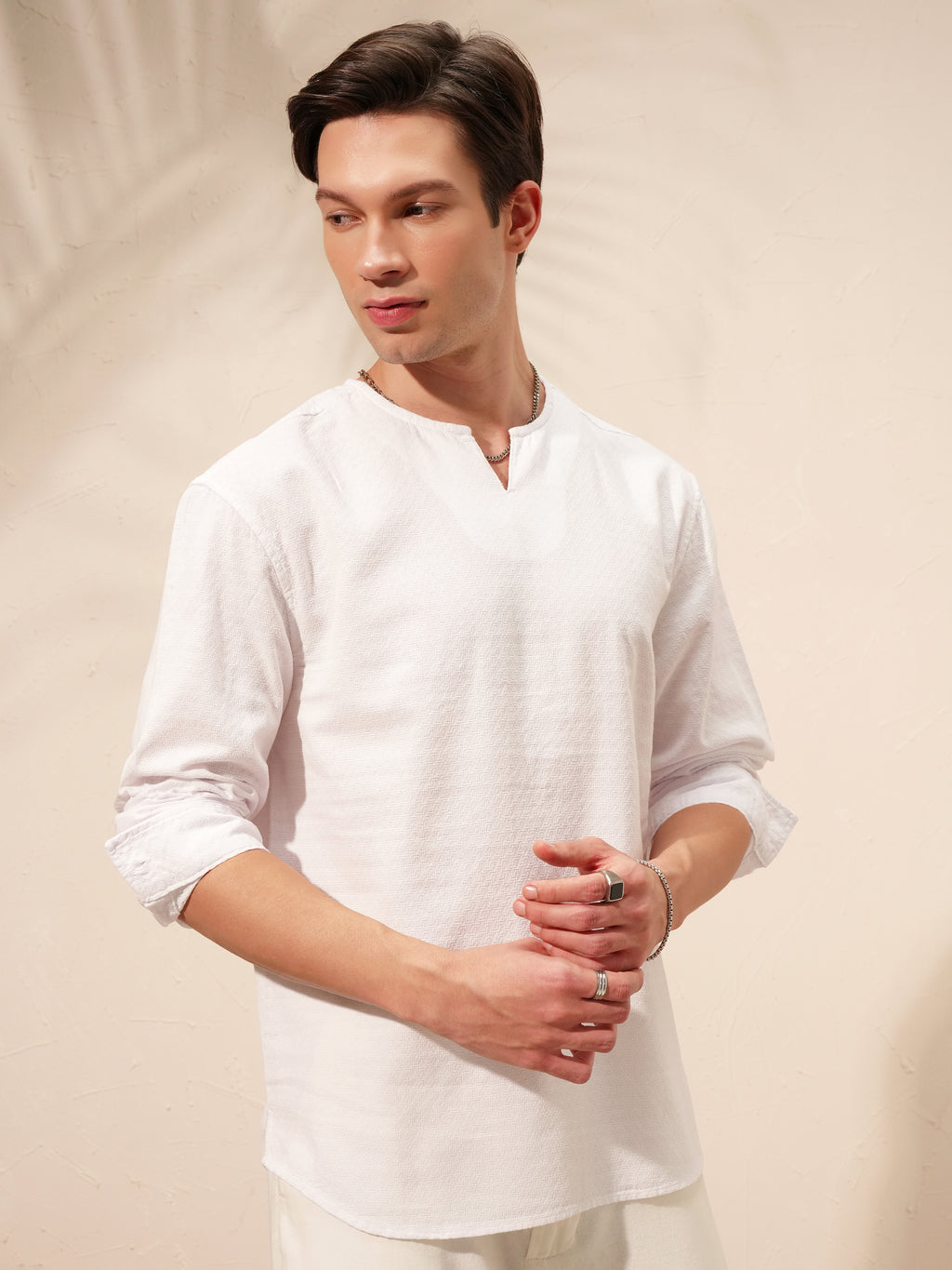 Highlander Men White Self Design Relaxed Fit Casual Shirt - White - Image 6