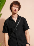 Highlander Men Black Self Design Relaxed Fit Casual Shirt - Black - Image 1