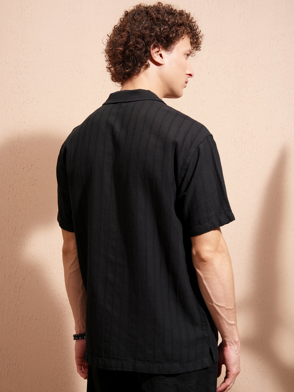 Highlander Men Black Self Design Relaxed Fit Casual Shirt - Black - Image 3