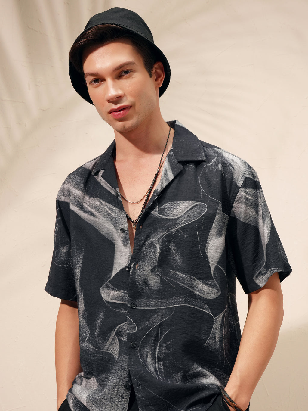 Highlander Men Black Printed Relaxed Fit Casual Shirt - Black - Image 1