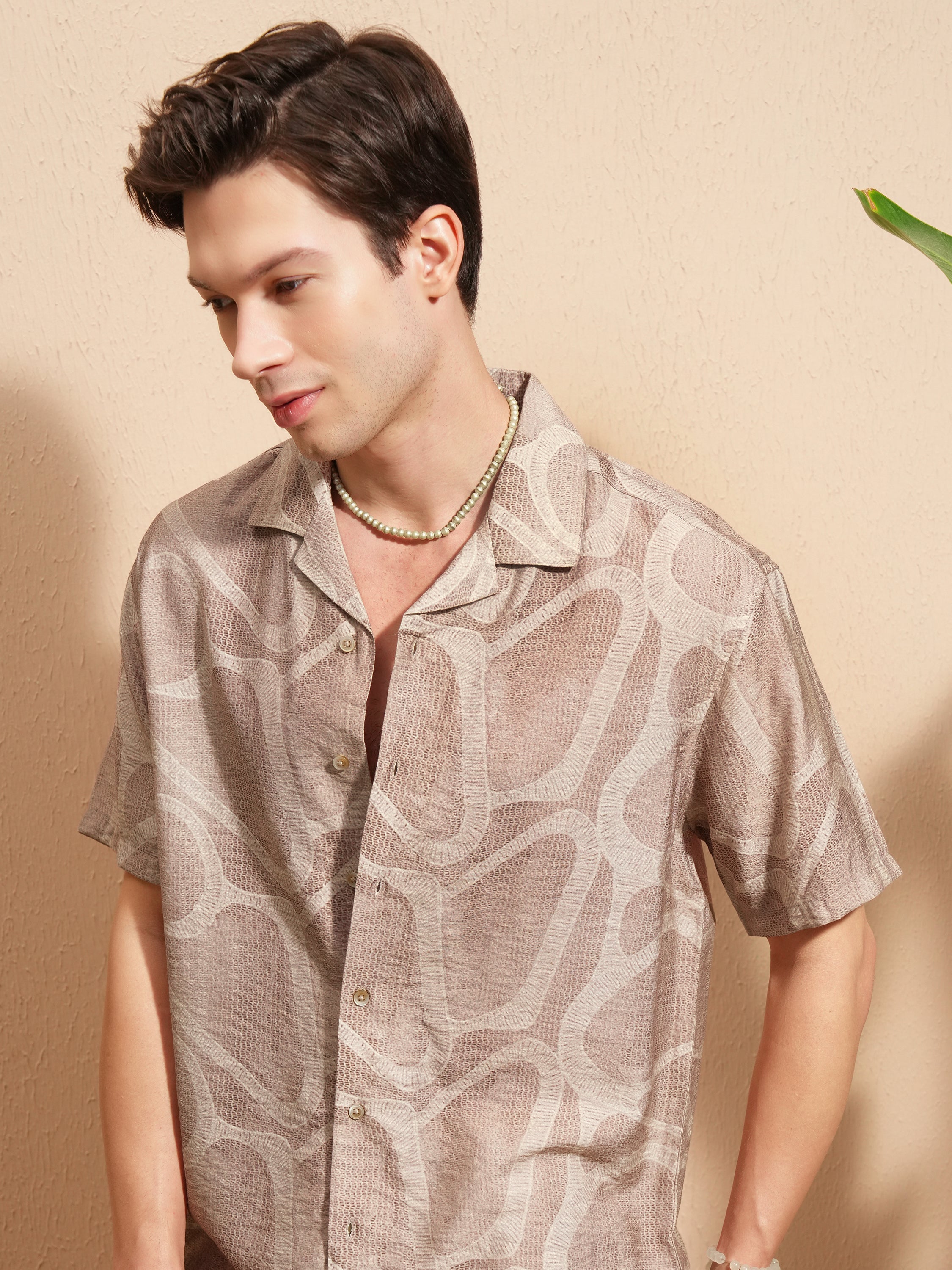 Highlander Men Brown Printed Relaxed Fit Casual Shirt - Brown - Image 1