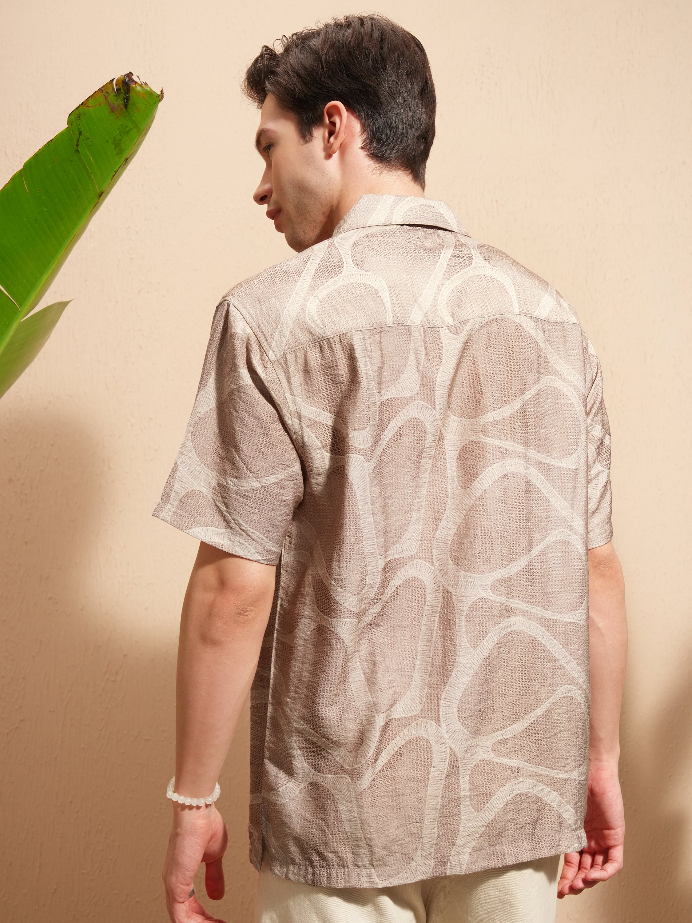 Highlander Men Brown Printed Relaxed Fit Casual Shirt - Brown - Image 3