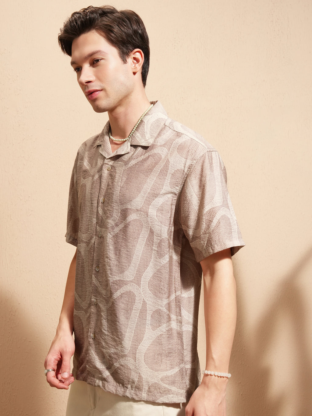 Highlander Men Brown Printed Relaxed Fit Casual Shirt - Brown - Image 4
