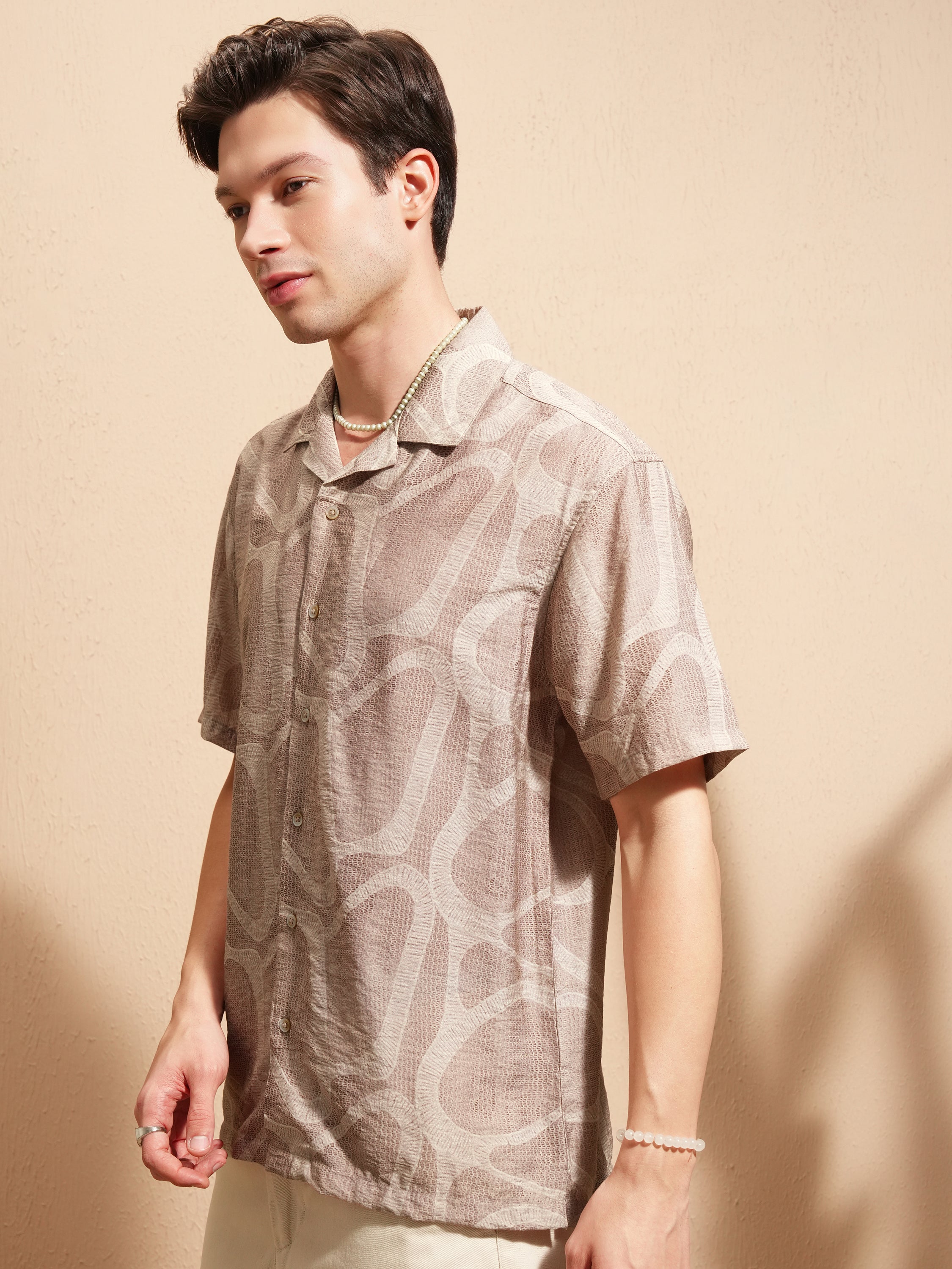 Highlander Men Brown Printed Relaxed Fit Casual Shirt - Brown - Image 4