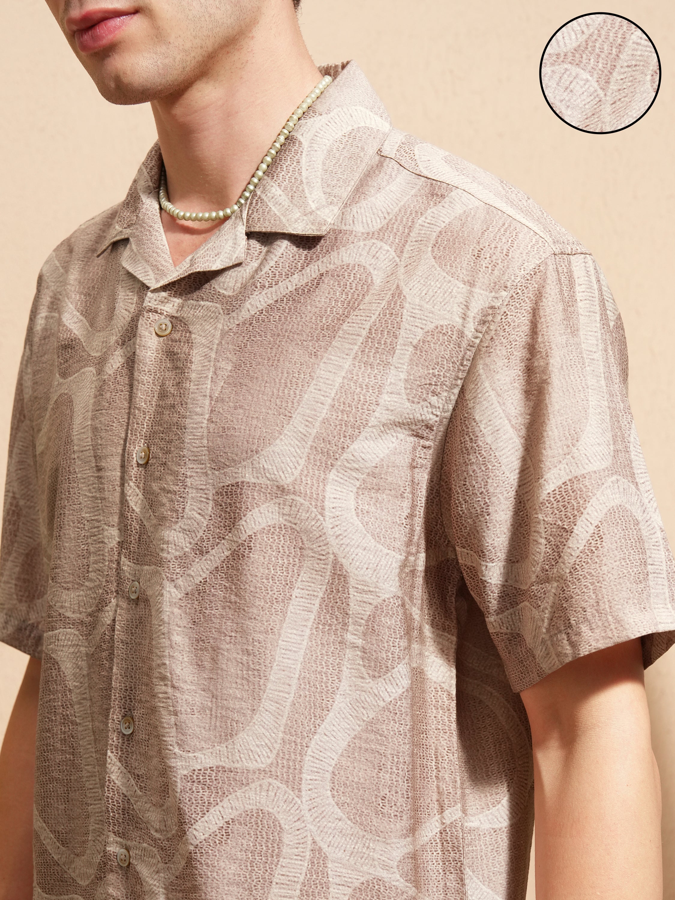 Highlander Men Brown Printed Relaxed Fit Casual Shirt - Brown - Image 5