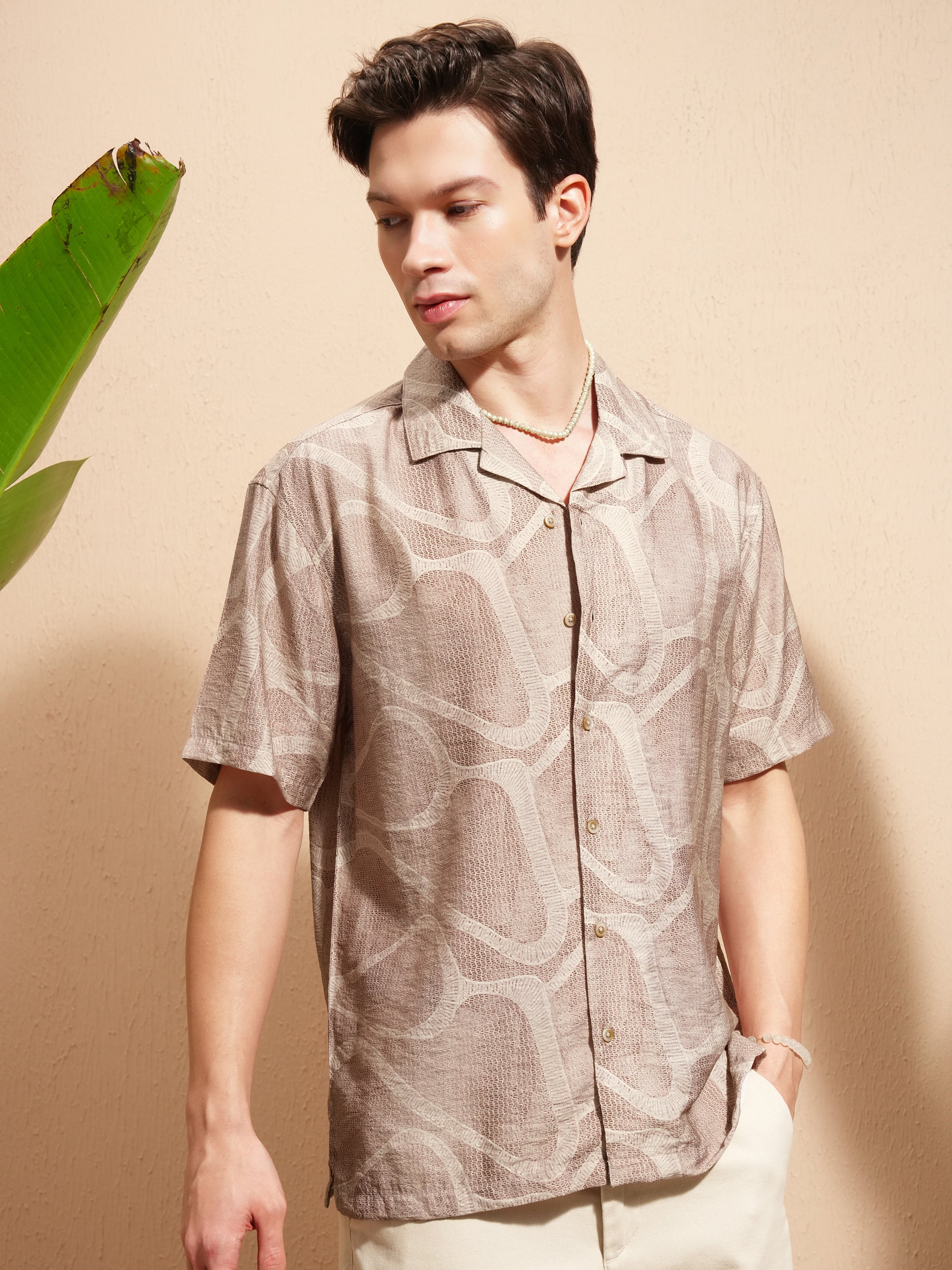Highlander Men Brown Printed Relaxed Fit Casual Shirt - Brown - Image 6