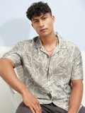 Highlander Men Olive Printed Relaxed Fit Casual Shirt - Olive - Image 1