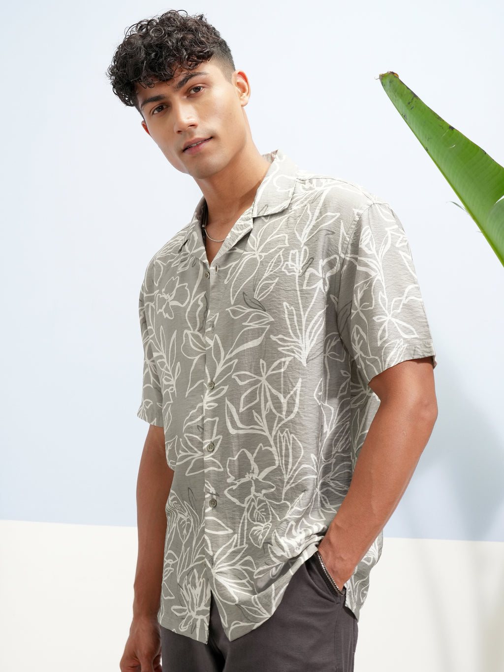Highlander Men Olive Printed Relaxed Fit Casual Shirt - Olive - Image 4