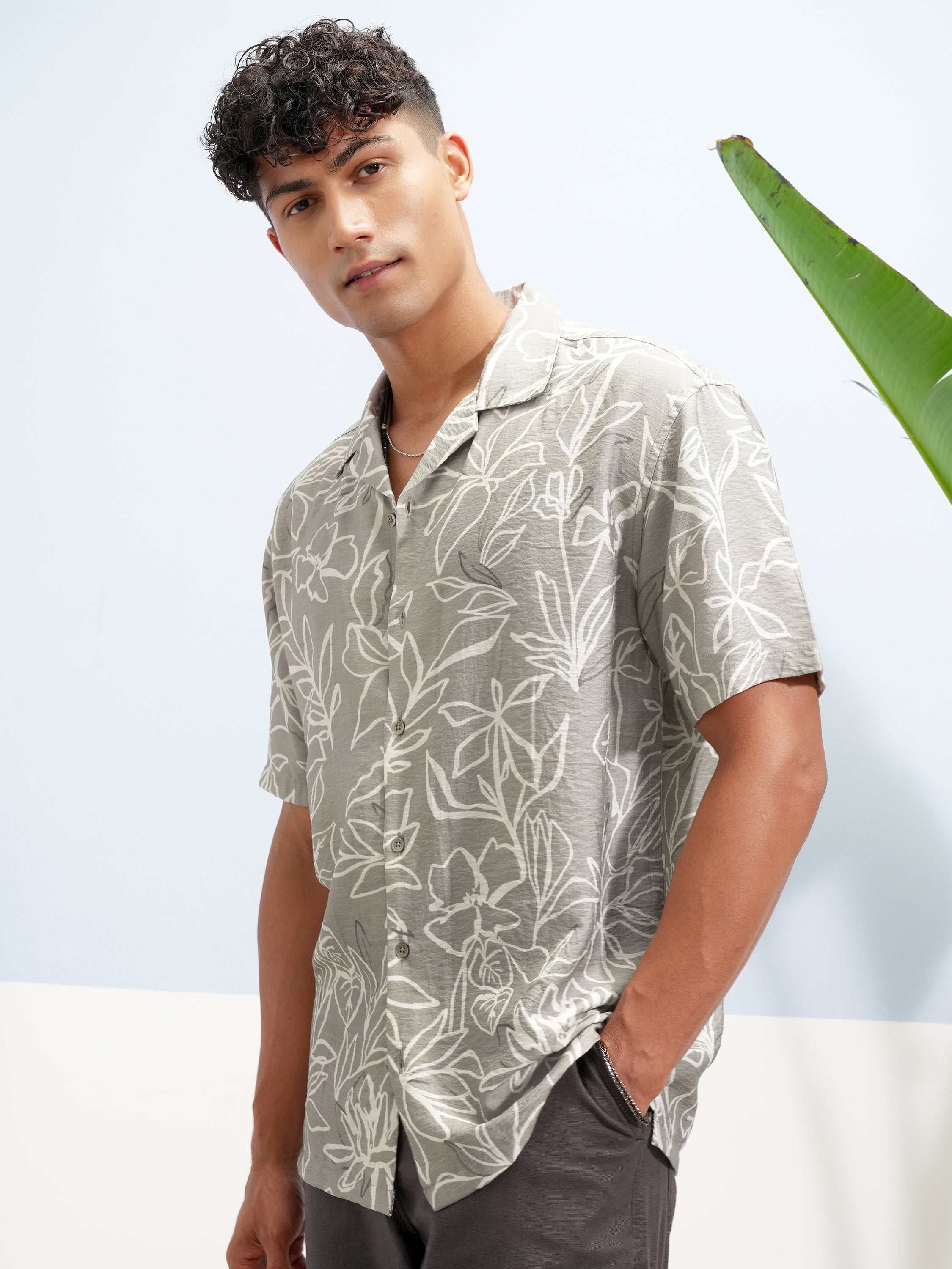 Highlander Men Olive Printed Relaxed Fit Casual Shirt - Olive - Image 4