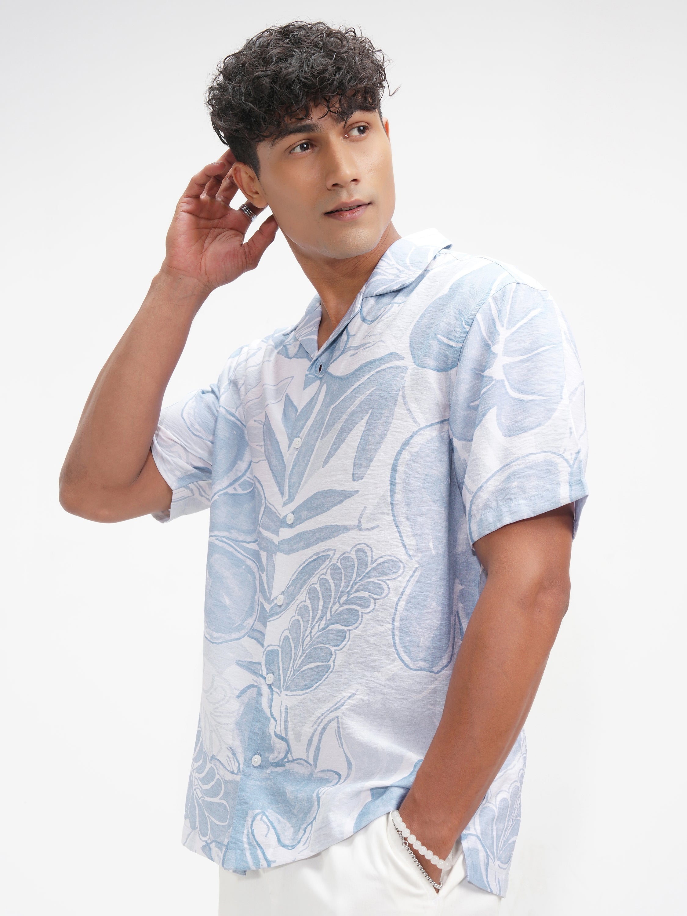 Highlander Men Blue Printed Relaxed Fit Casual Shirt - Blue - Image 4