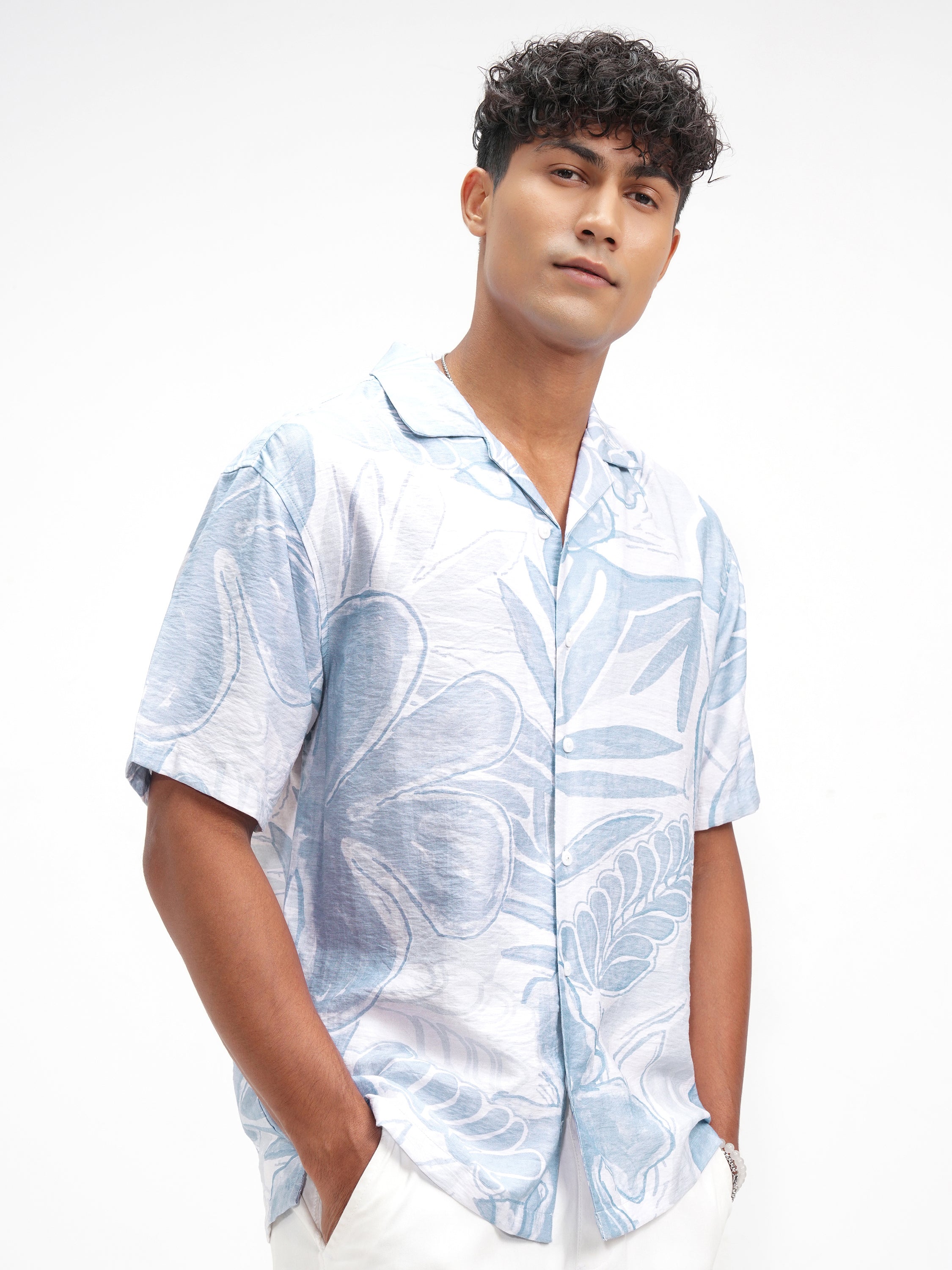 Highlander Men Blue Printed Relaxed Fit Casual Shirt - Blue - Image 6