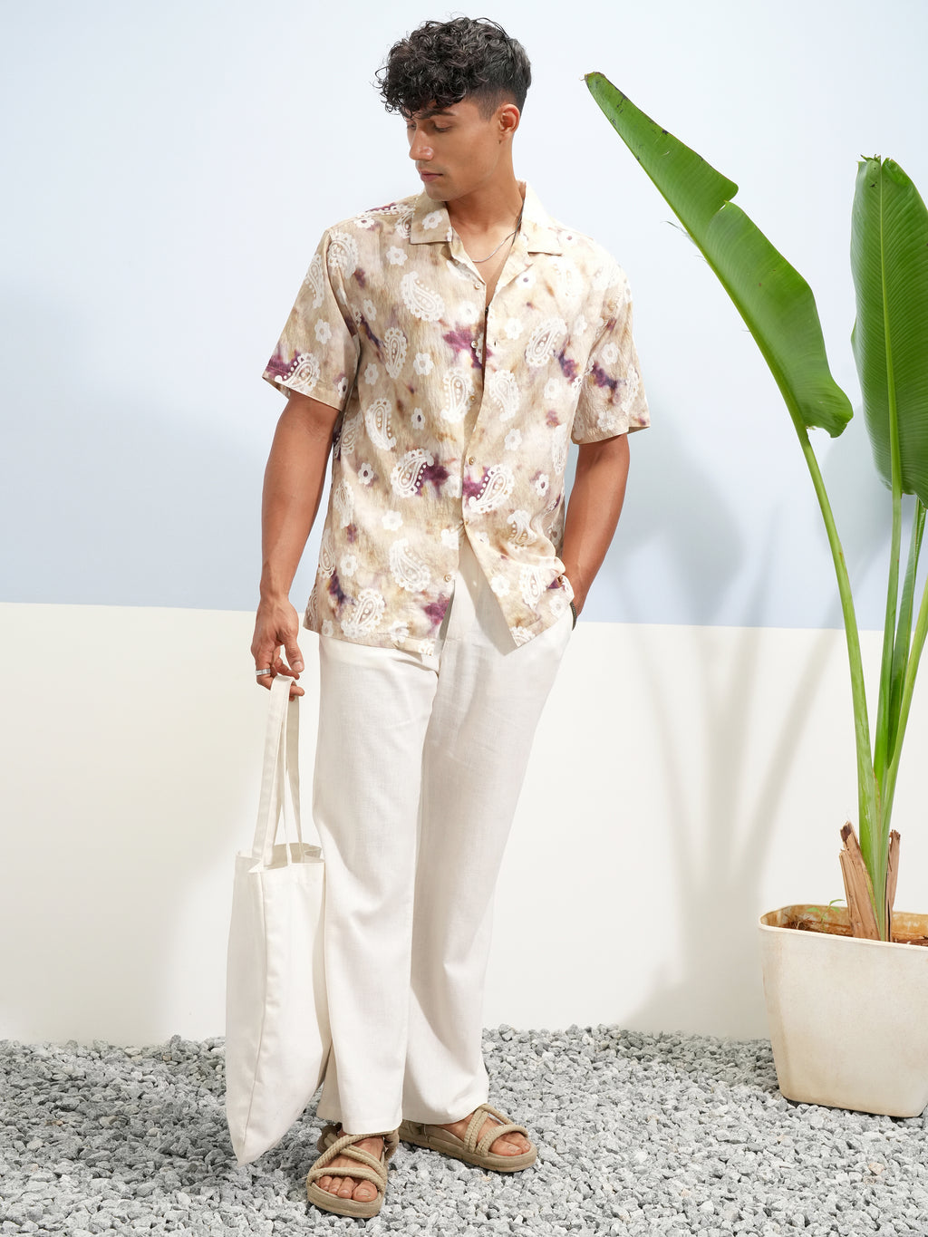 Highlander Men Cream Printed Relaxed Fit Casual Shirt - Cream - Image 2