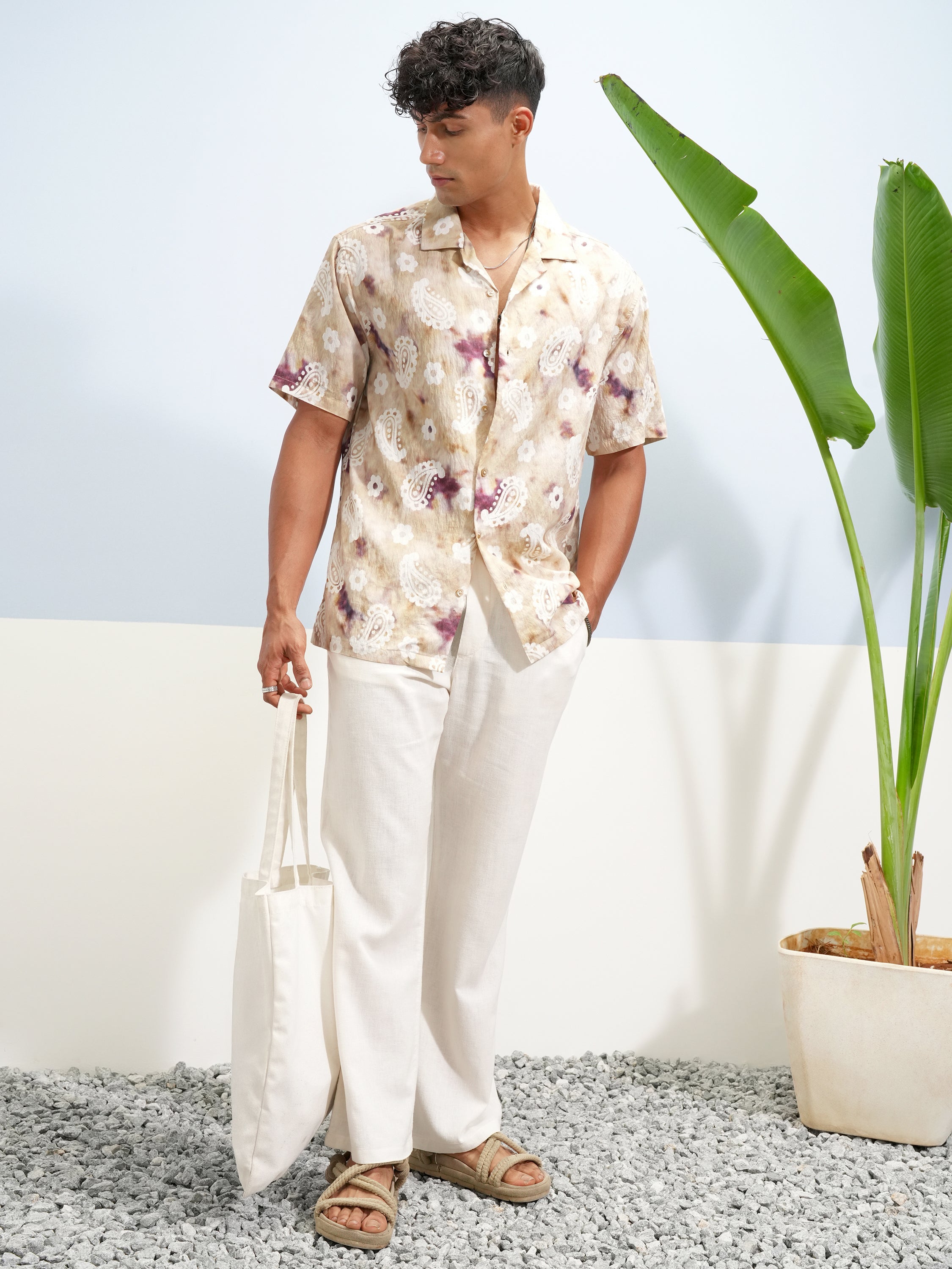Highlander Men Cream Printed Relaxed Fit Casual Shirt - Cream - Image 2