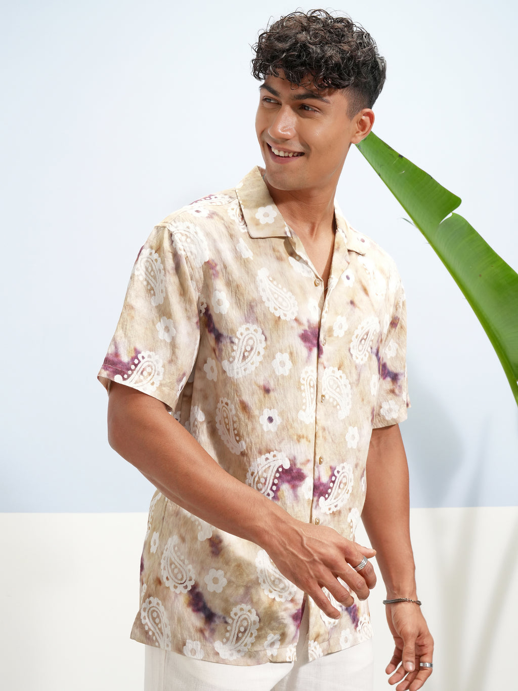 Highlander Men Cream Printed Relaxed Fit Casual Shirt - Cream - Image 6