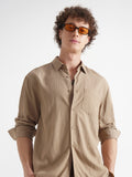 Highlander Men Khaki Self Design Relaxed Fit Casual Shirt - Khaki - Image 1