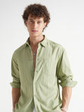 Highlander Men Green Self Design Relaxed Fit Casual Shirt - Green - Image 1