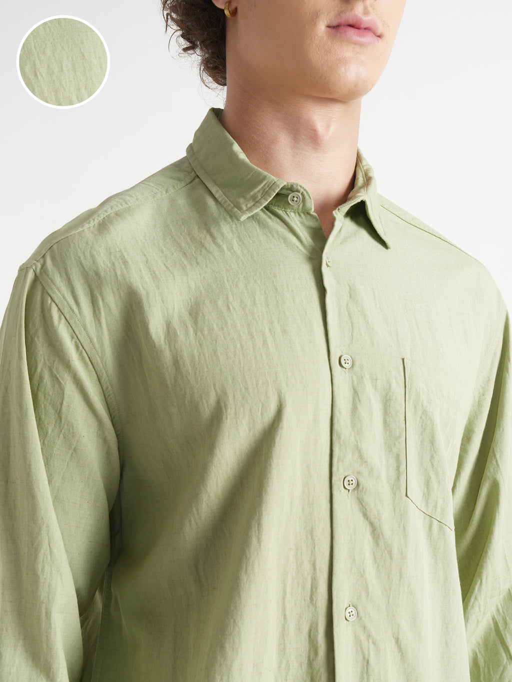 Highlander Men Green Self Design Relaxed Fit Casual Shirt - Green - Image 5