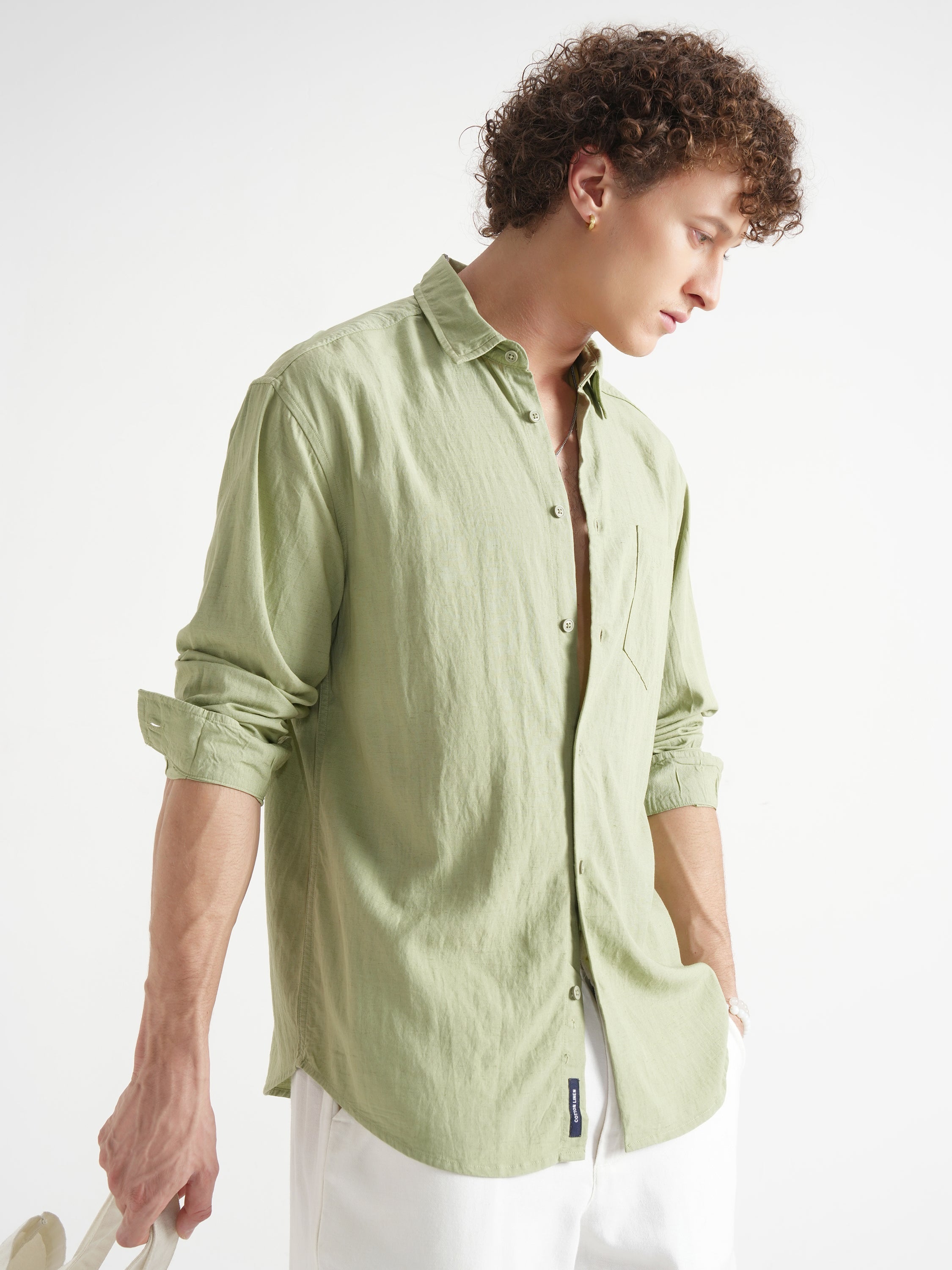 Highlander Men Green Self Design Relaxed Fit Casual Shirt - Green - Image 6