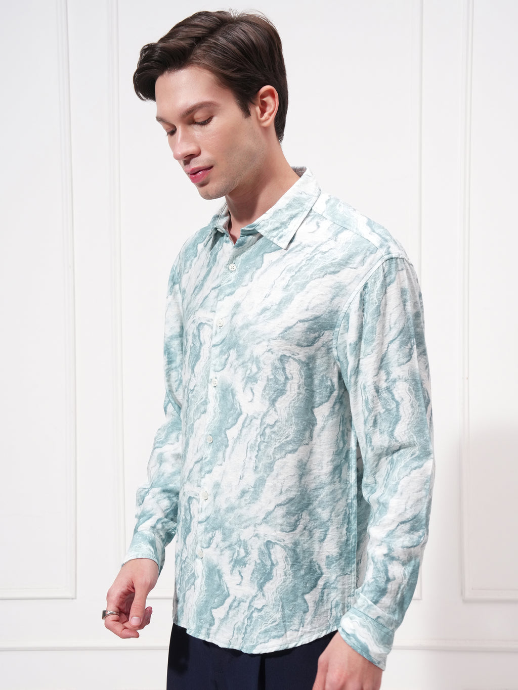 Highlander Men Blue Printed Relaxed Fit Casual Shirt - Blue - Image 4