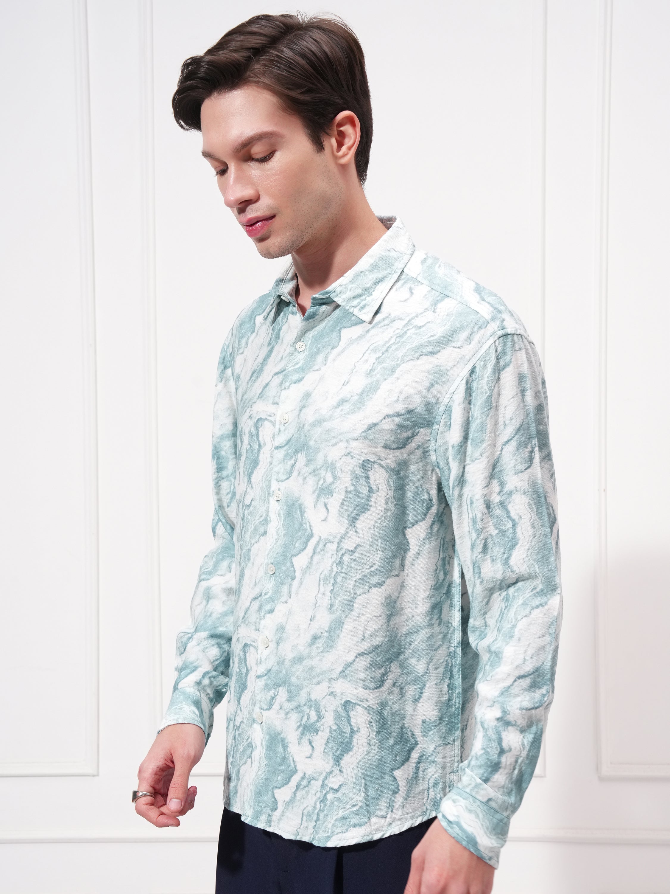 Highlander Men Blue Printed Relaxed Fit Casual Shirt - Blue - Image 4