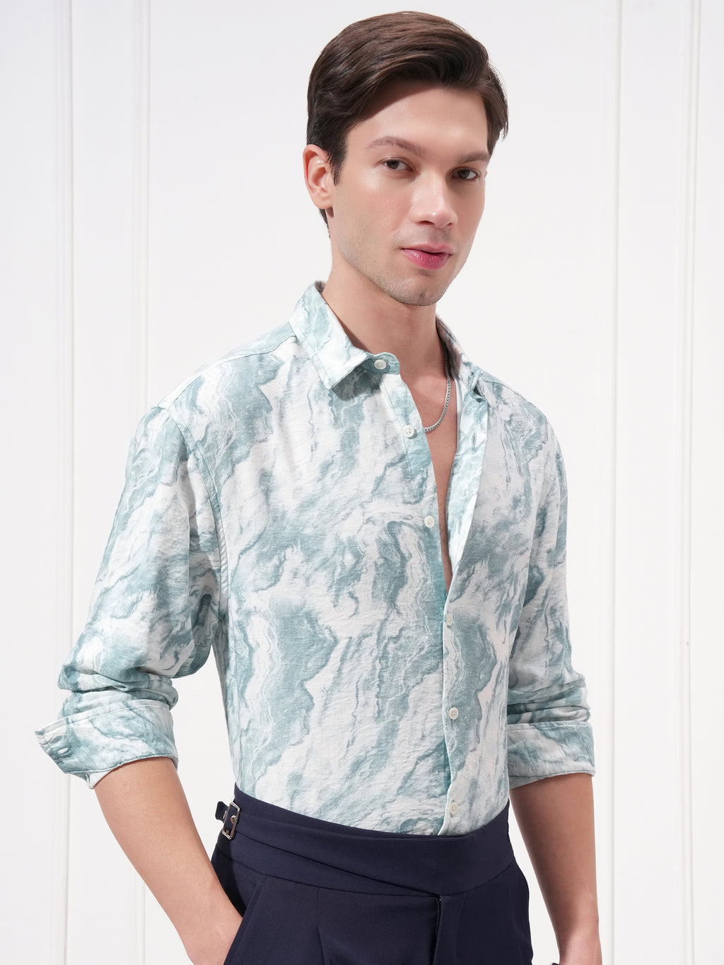 Highlander Men Blue Printed Relaxed Fit Casual Shirt - Blue - Image 6