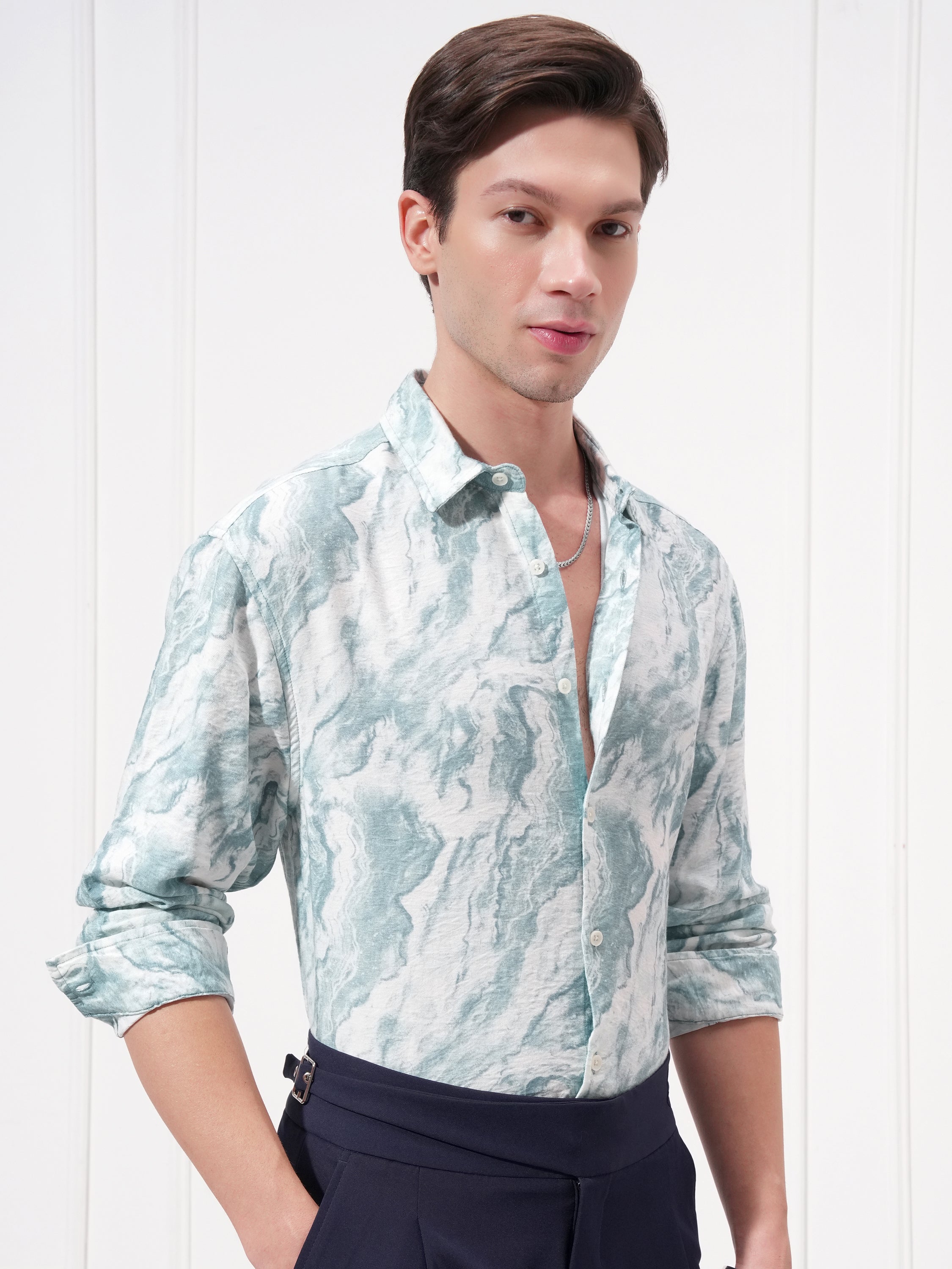 Highlander Men Blue Printed Relaxed Fit Casual Shirt - Blue - Image 6