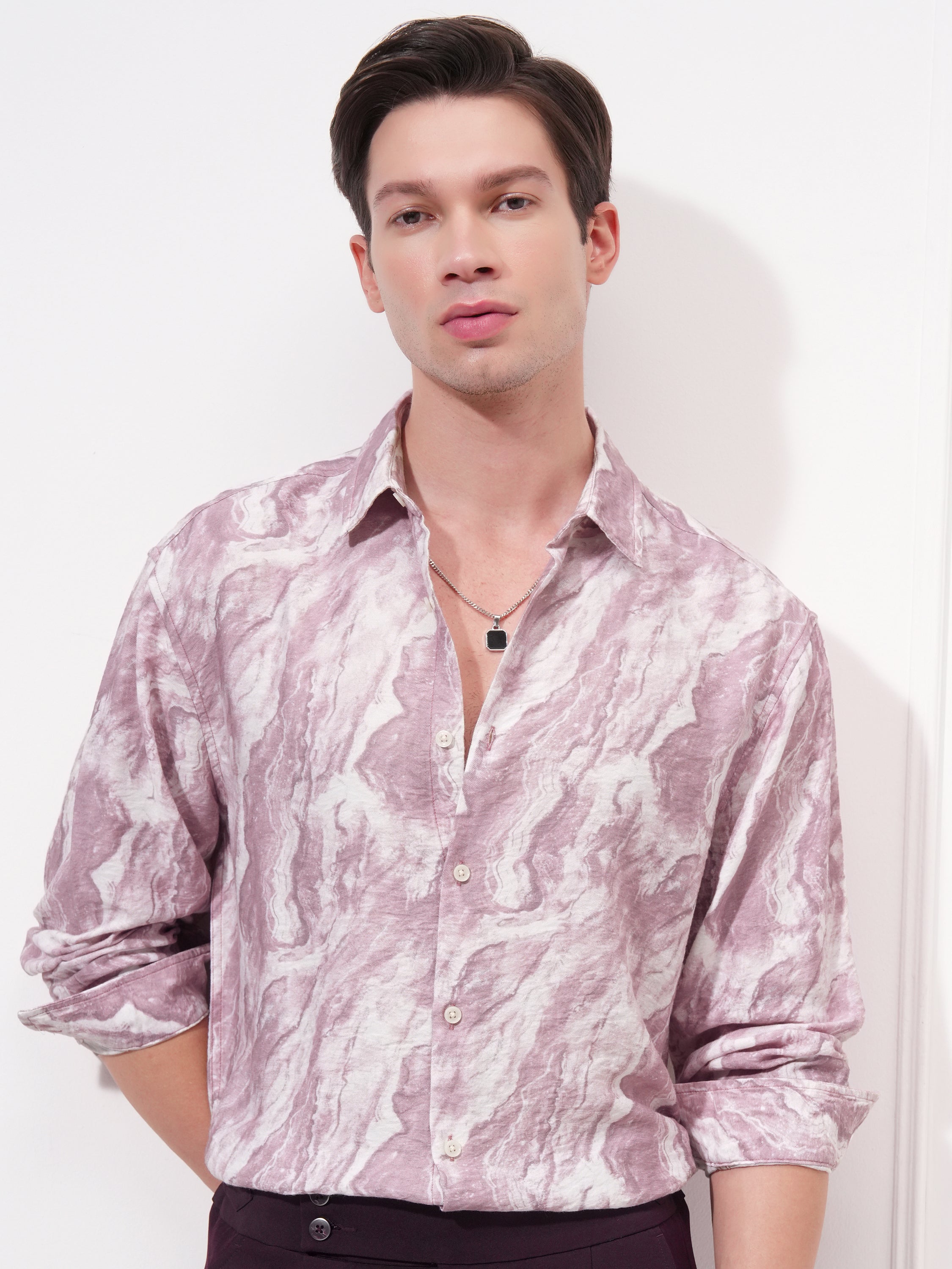 Highlander Men Pink Printed Relaxed Fit Casual Shirt - Pink - Image 1