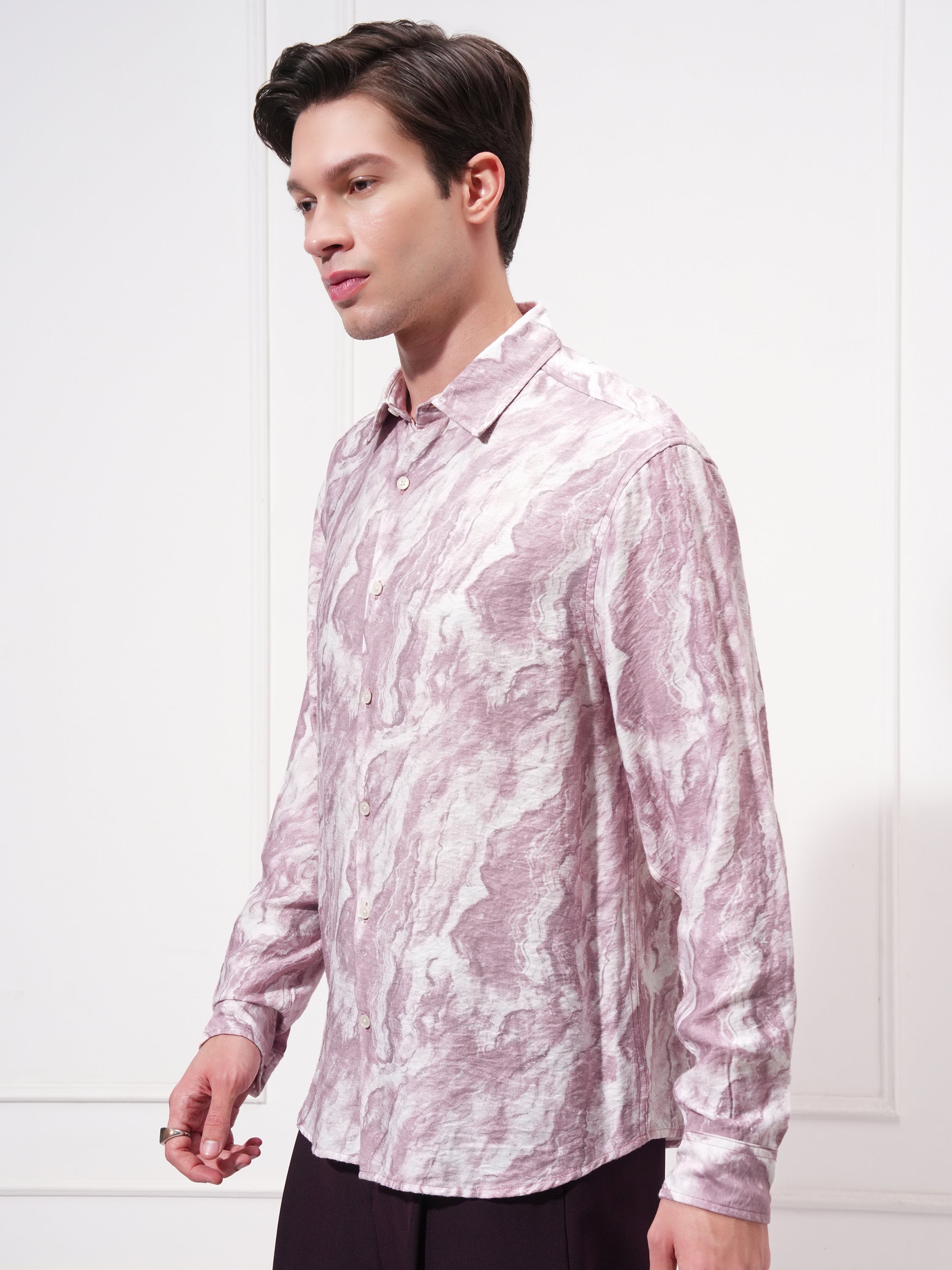 Highlander Men Pink Printed Relaxed Fit Casual Shirt - Pink - Image 4