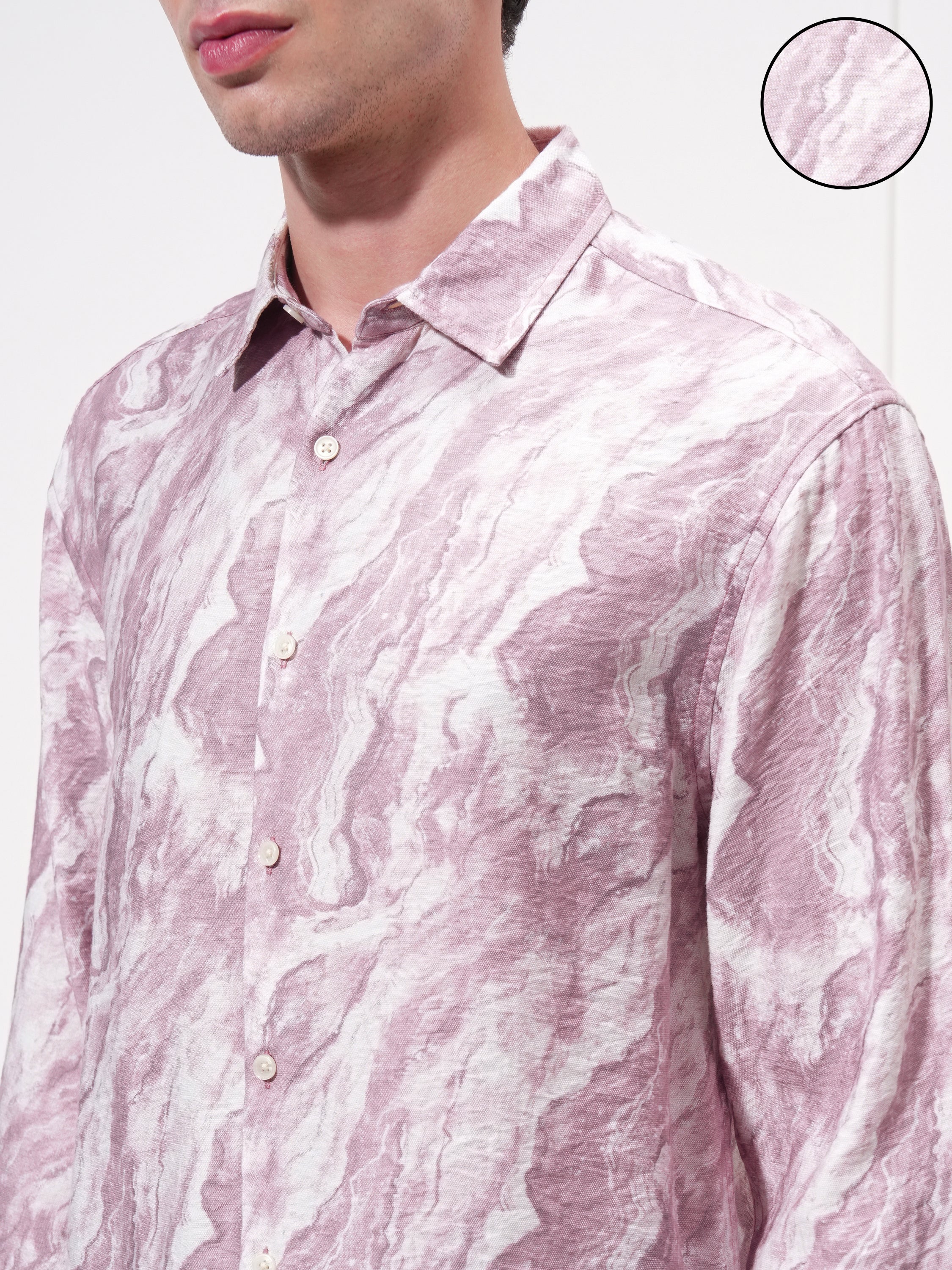 Highlander Men Pink Printed Relaxed Fit Casual Shirt - Pink - Image 5