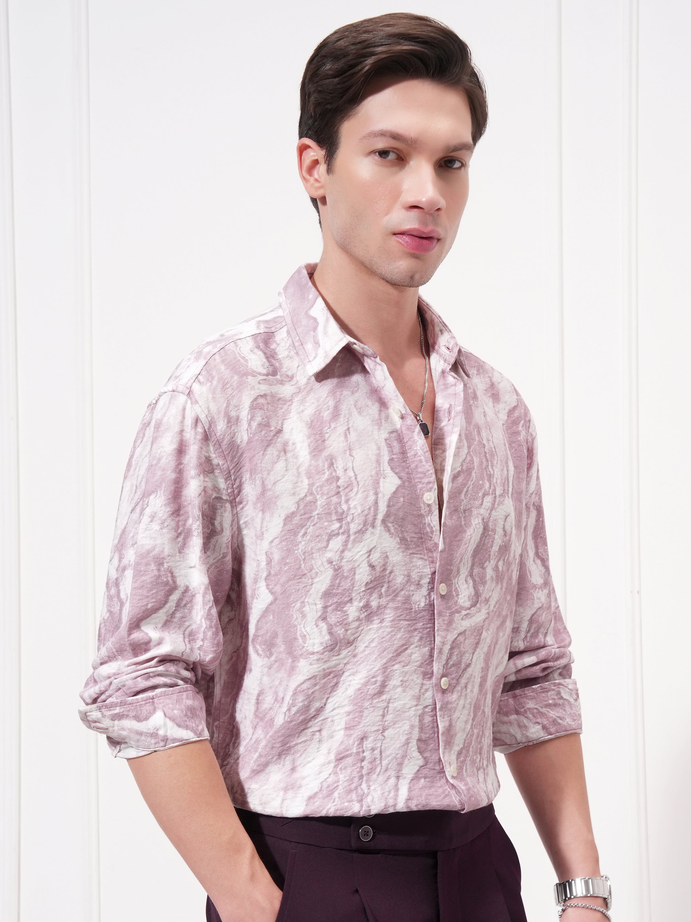 Highlander Men Pink Printed Relaxed Fit Casual Shirt - Pink - Image 6