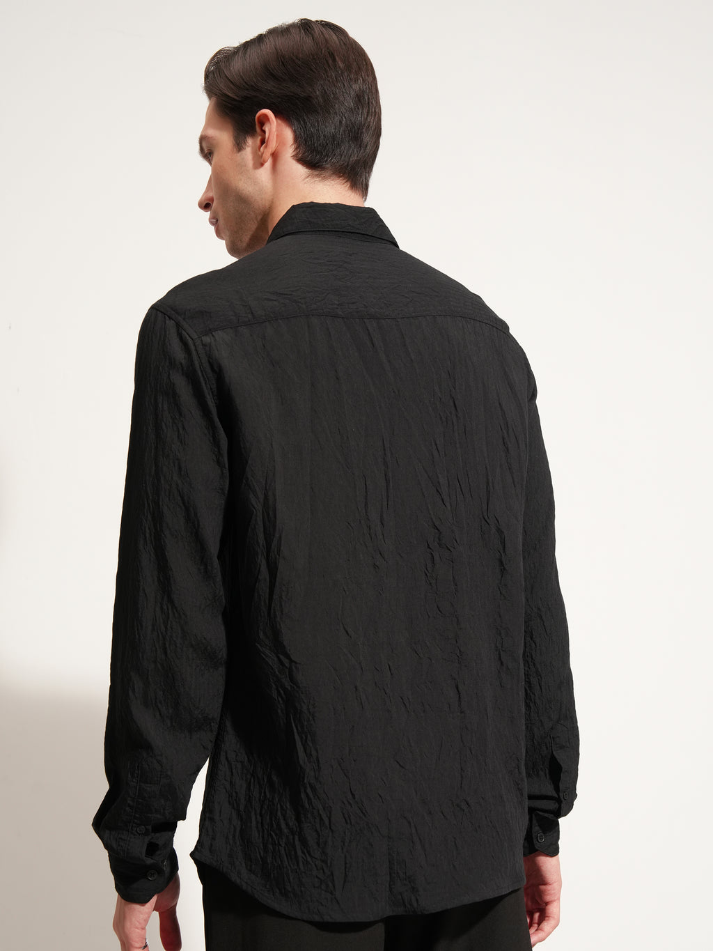 Highlander Men Black Self Design Slim Fit Casual Shirt - Black - Image 3