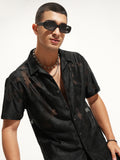 Highlander Men Black Self Design Relaxed Fit Casual Shirt - Black - Image 1