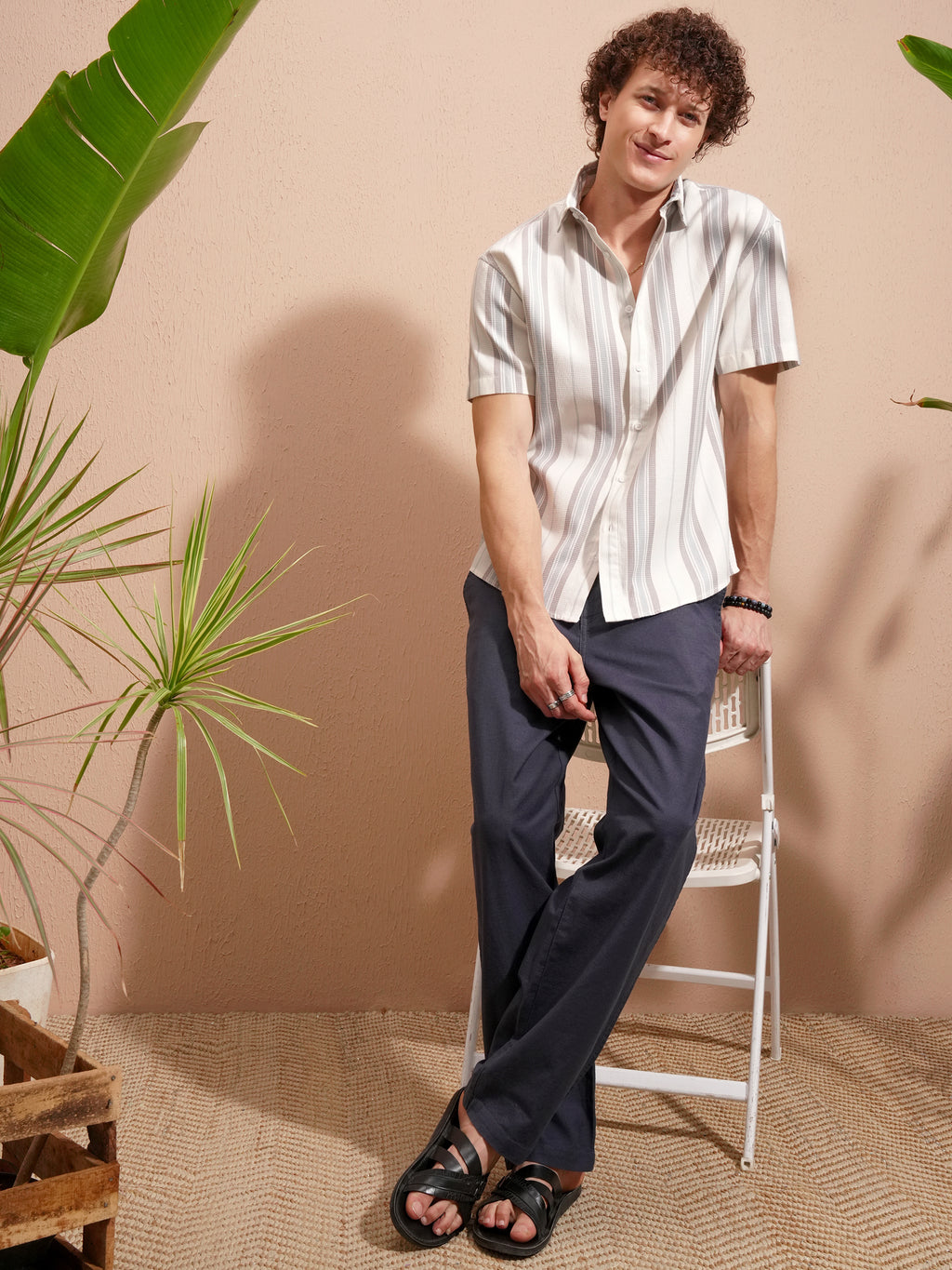 Highlander Men White Striped Relaxed Fit Casual Shirt - White - Image 2
