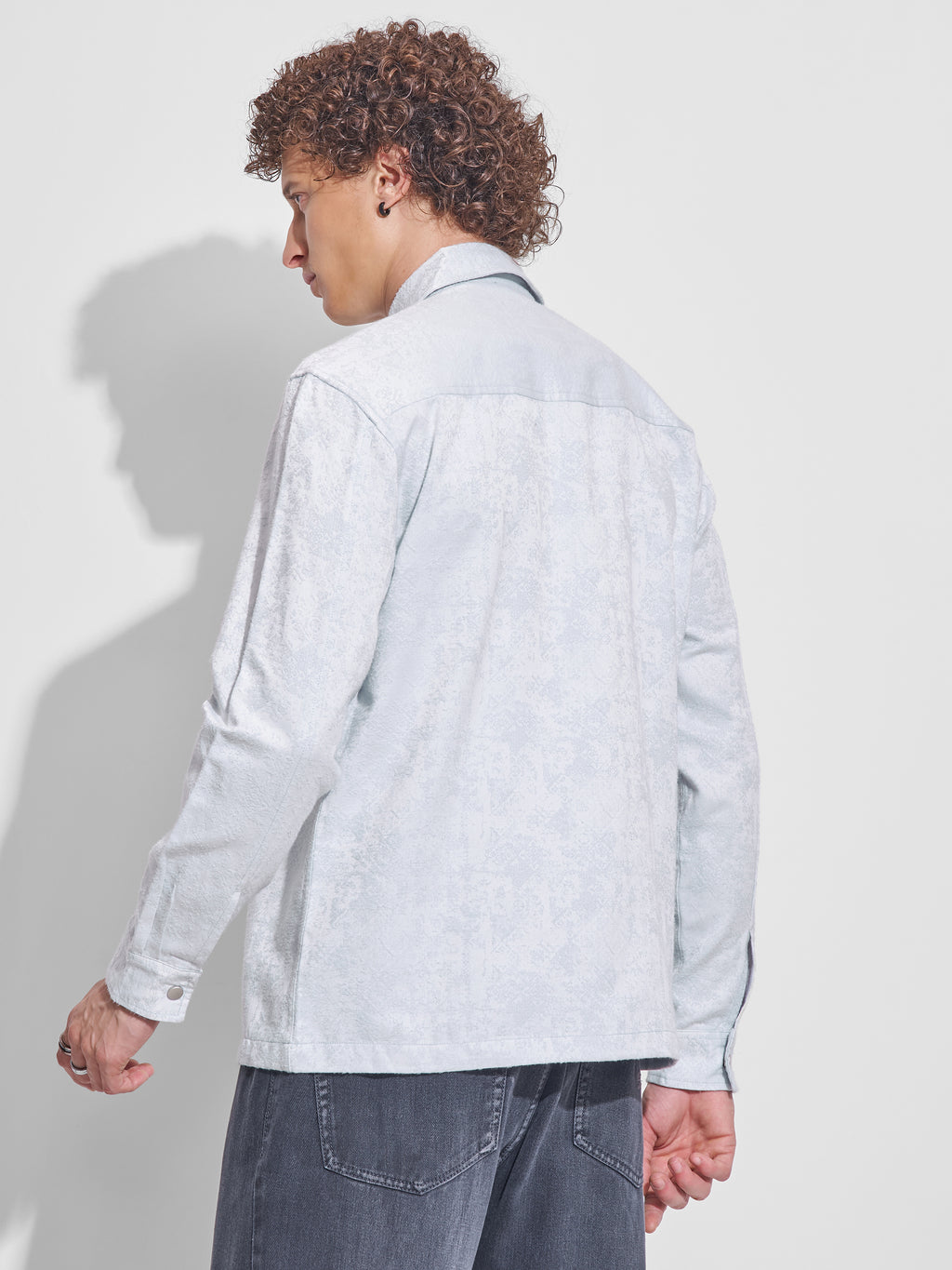 Highlander Men Blue Self Design Relaxed Fit Casual Shirt - Blue - Image 3