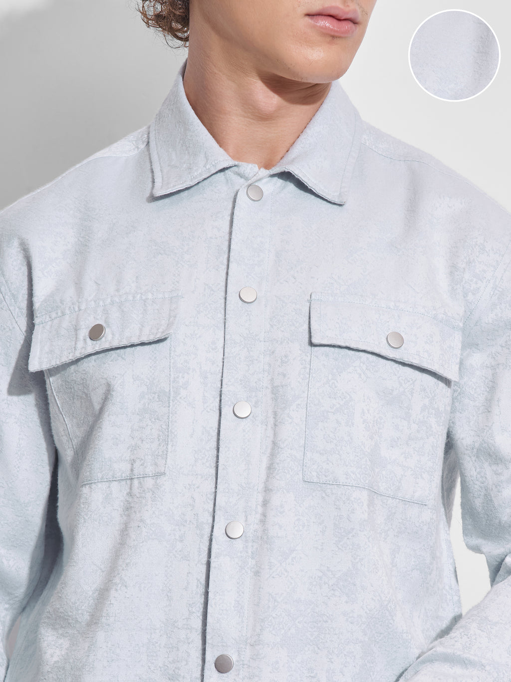 Highlander Men Blue Self Design Relaxed Fit Casual Shirt - Blue - Image 5