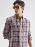 Highlander Men Lavender Checked Regular Fit Casual Shirt - Lavender - Image 1