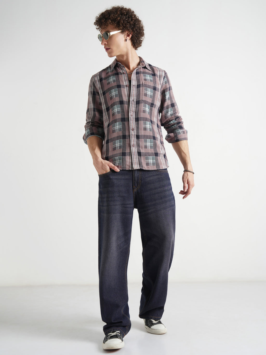 Highlander Men Olive Checked Slim Fit Casual Shirt - Olive - Image 2