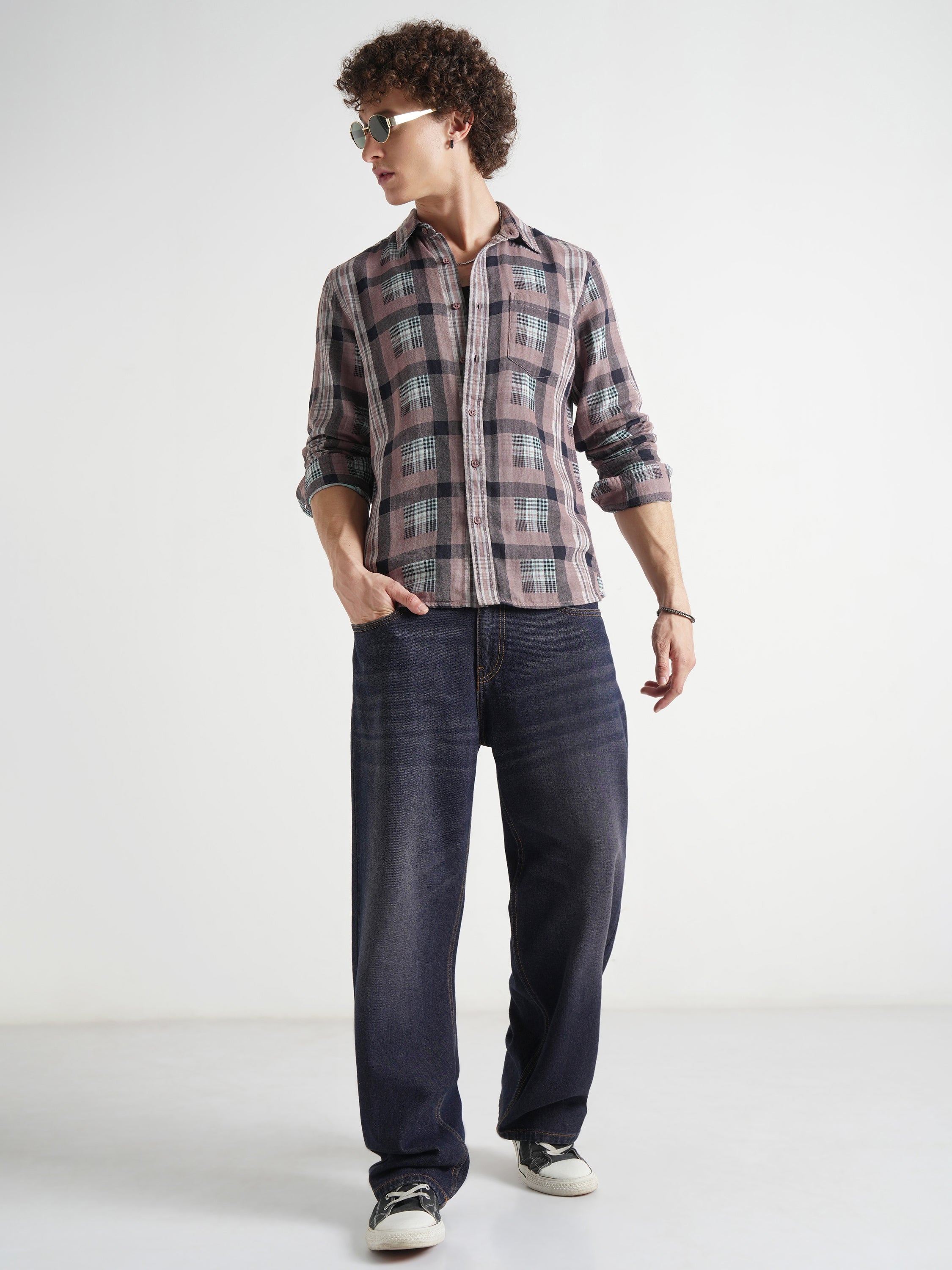 Highlander Men Olive Checked Slim Fit Casual Shirt - Olive - Image 2